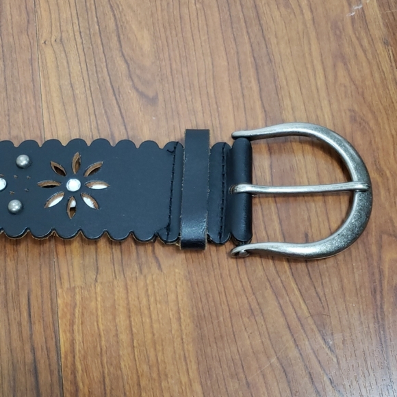 Express Leather Rhinestone/Stud Laser Cut Belt - Picture 3 of 8